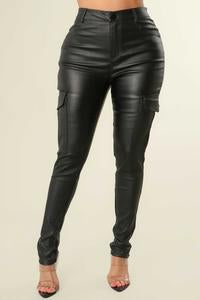 Pleather Cargo High Waist Skinny Pant